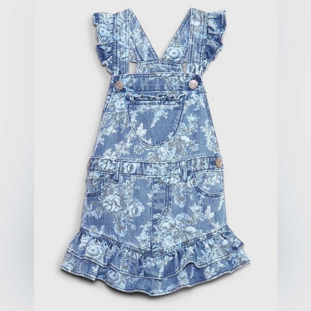 LoveShackFancy + Gap Blue Floral Denim Kids Dress